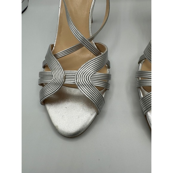 Talbots Silver Strappy Heels Leather Upper Dress Shoes Women Size 10AA - Picture 10 of 14